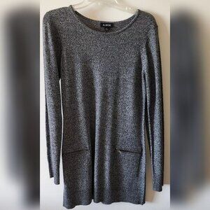 A. Byer Sweater-Dress Women XL Long Sleeve Round Neck Zip Pockets Gray Acrylic